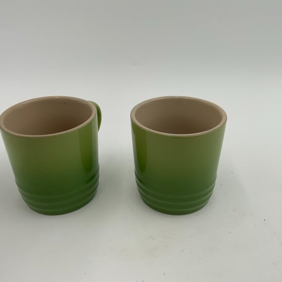 Le Creuset 3.38 oz Cappuccino / Espresso Coffee Mugs - Pair of Ombre Green NWOT - Picture 6 of 10